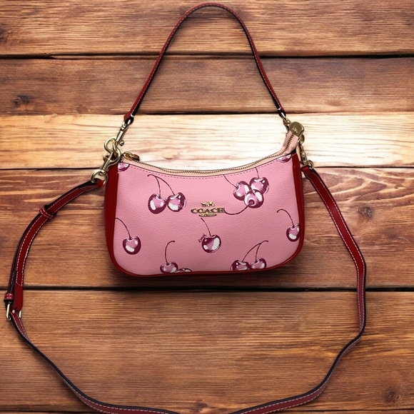 Coach Pink Crossbody Bag with Cherry Design - Picture 1 of 10